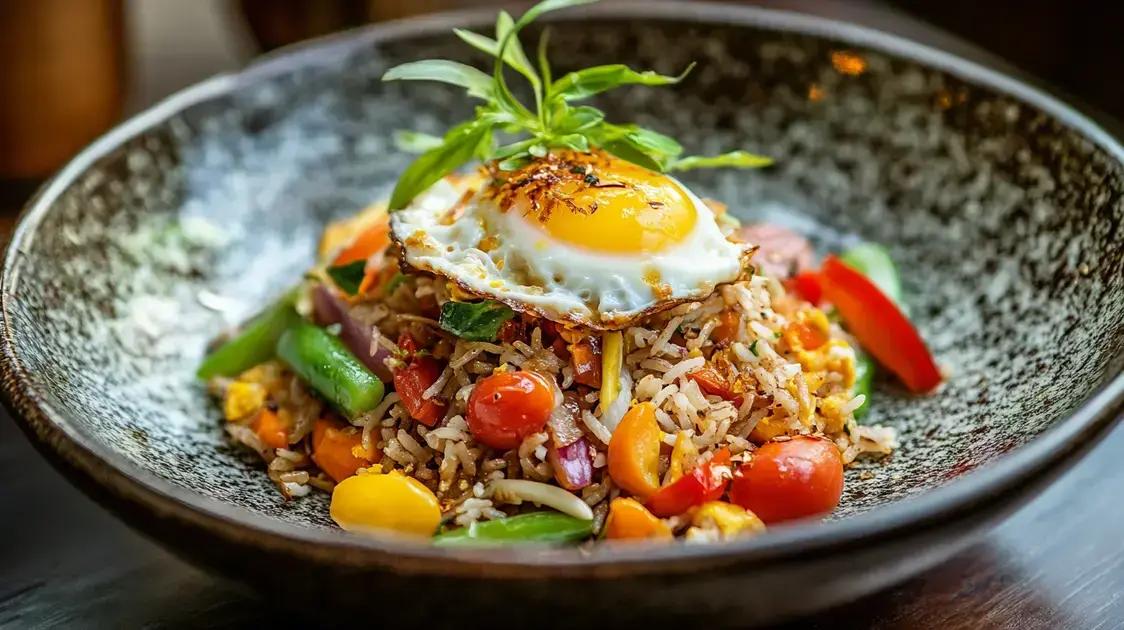 Arroz frito marrom saboroso à moda tailandesa