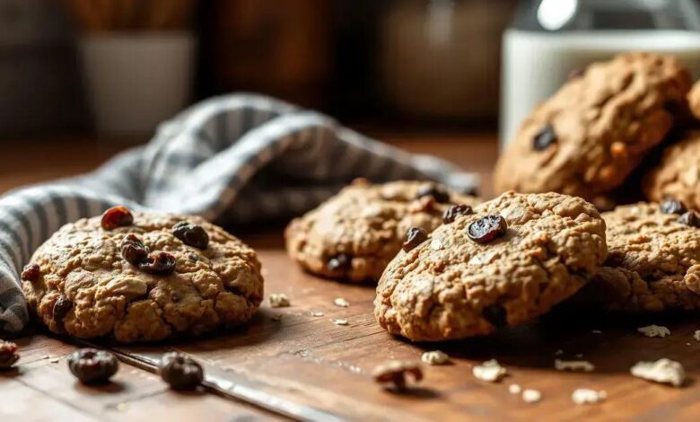 Biscoitos de aveia com passas sem glúten