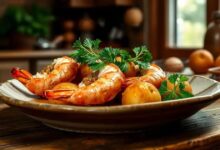 Camarões recheados com bolinho