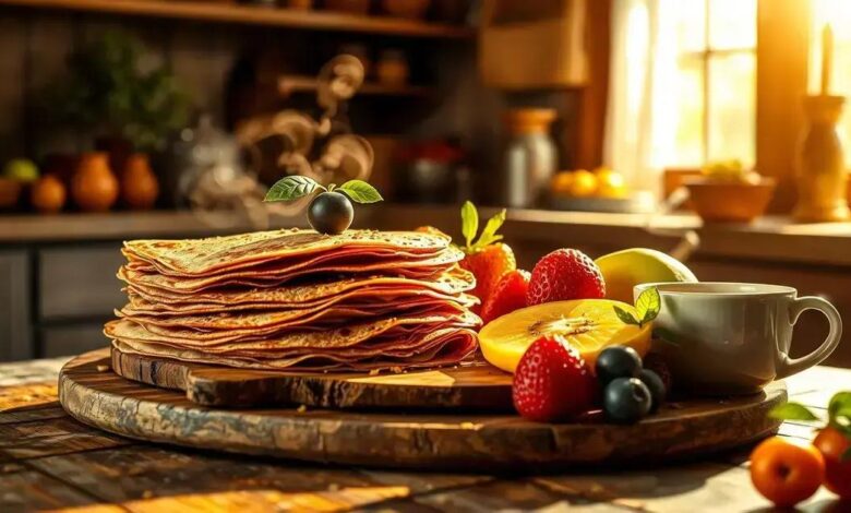 Crepes de quinoa e farinha de milho sem glúten