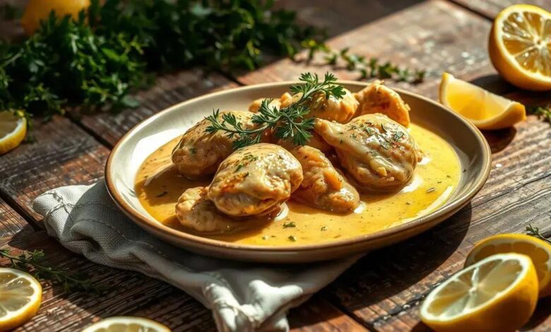 Frango ao molho de vinho branco com limão