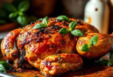 Frango assado no forno com infusão de manjericão