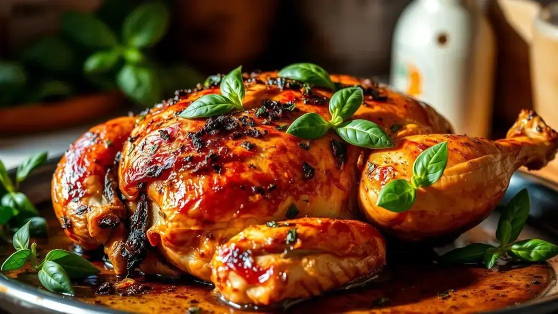 Frango assado no forno com infusão de manjericão