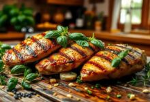 frango grelhado marinado com manjericão