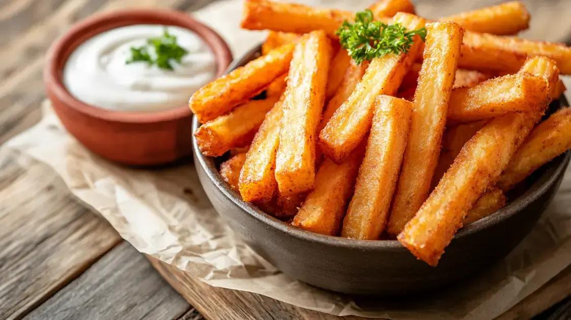 Inhame frito com maionese picante