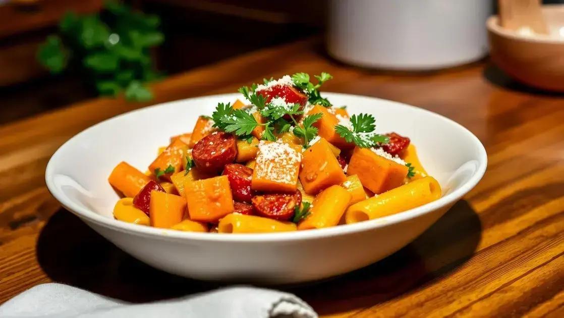 massa com abóbora cabotiá e chorizo