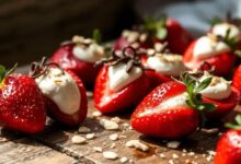 Morangos recheados com creme de cannoli