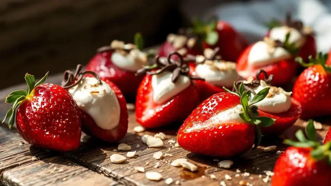 Morangos recheados com creme de cannoli
