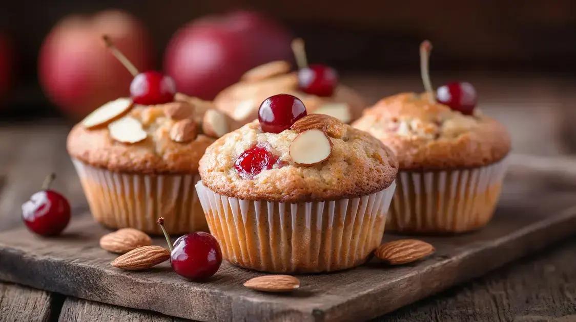 Muffins de maçã, cereja, pera e amêndoas