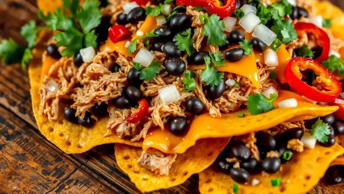 Nachos com carne de porco desfiada