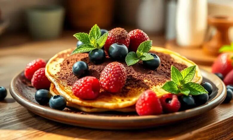 panquecas de proteína com cacau