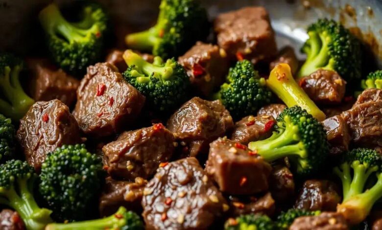 Refogado de carne com brócolis