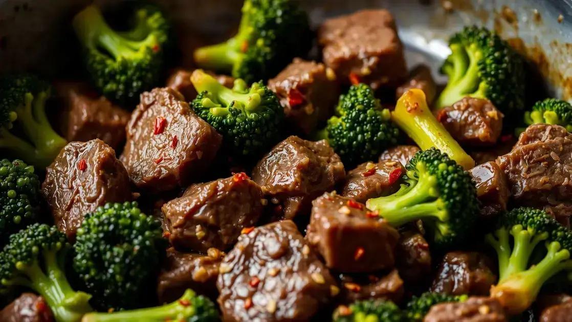 Refogado de carne com brócolis