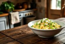 Risoto com ervilhas frescas