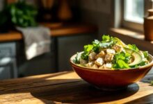 Salada de frango com abacate