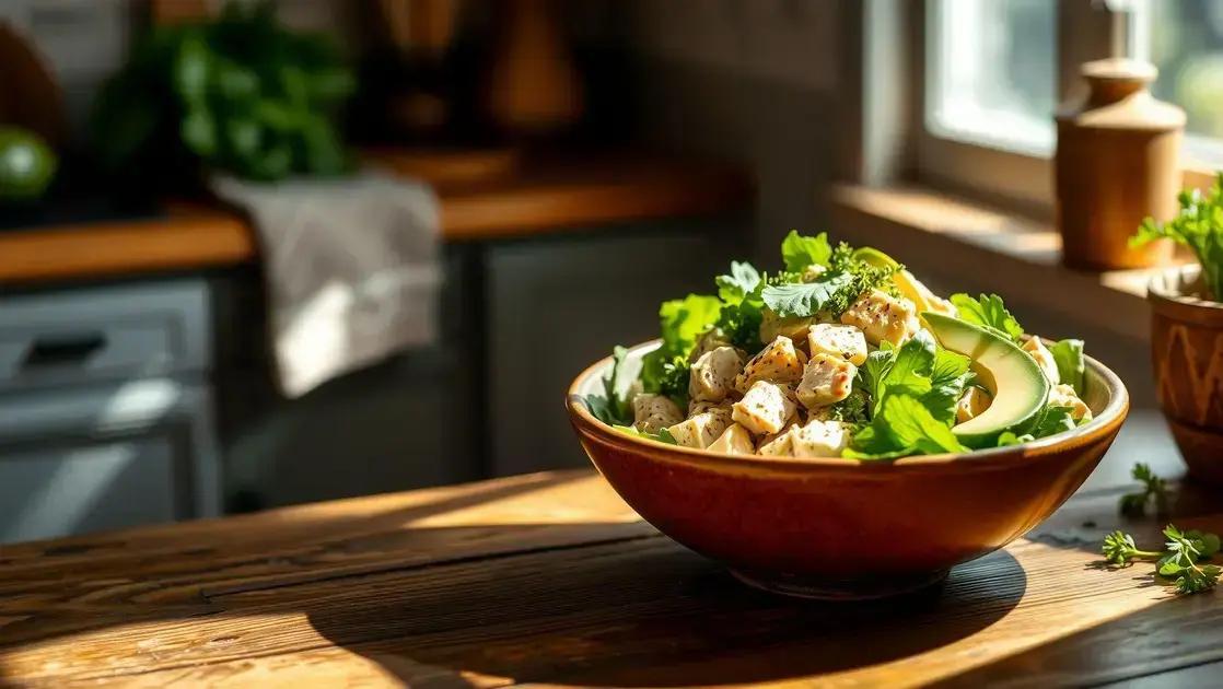 Salada de frango com abacate