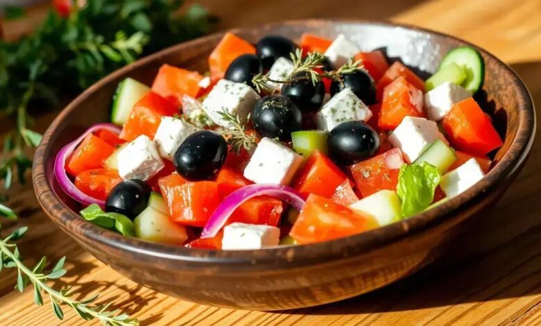 salada grega de acompanhamento
