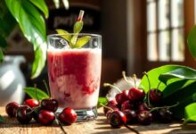 Smoothie de cereja com leite de coco