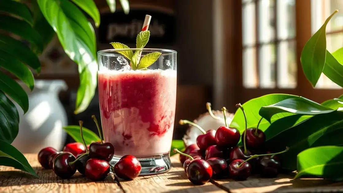 Smoothie de cereja com leite de coco