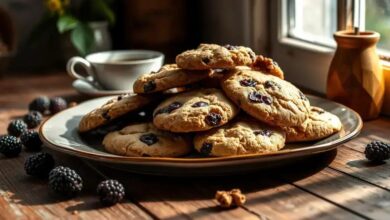 Biscoitos de amoras com nozes