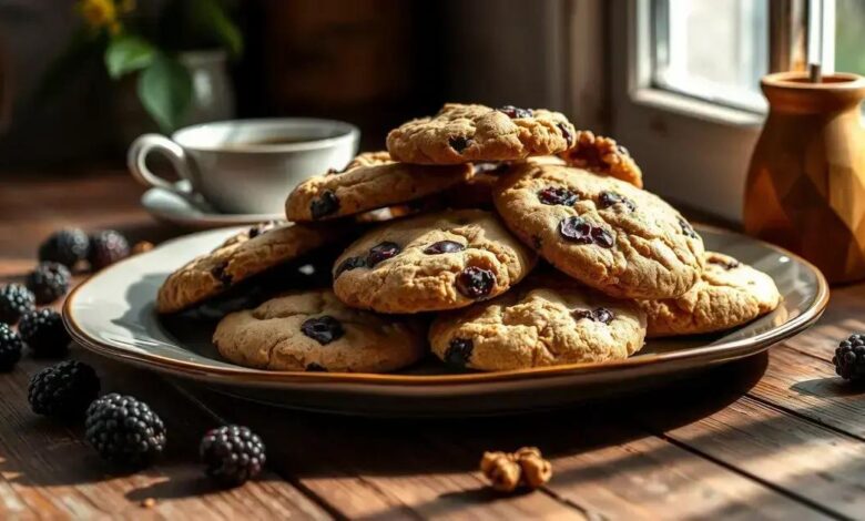 Biscoitos de amoras com nozes