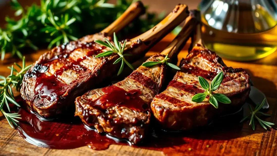 Costeletas de cordeiro marinadas no vinagre balsâmico