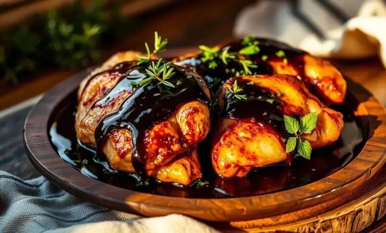 Coxas de frango ao molho balsâmico