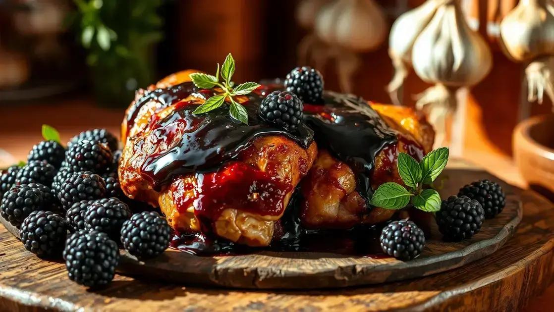 Coxas de frango com molho de amora e balsâmico