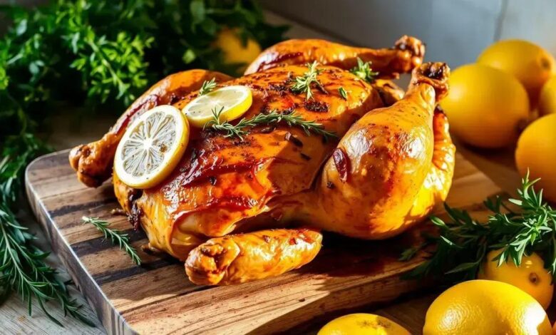 Frango assado com limão