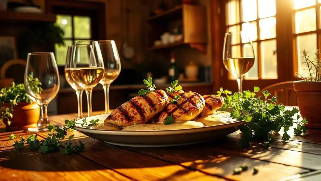 Frango com molho de creme de vinho branco