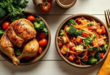 Salada de frango com brócolis assados