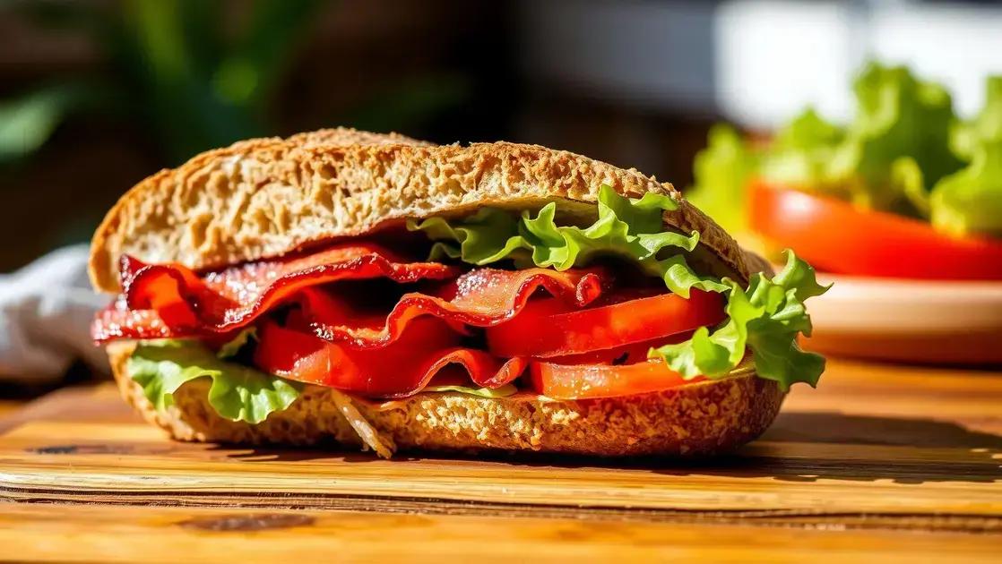 Sanduíche de bacon, alface e tomate