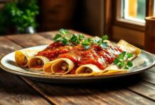 Crepes de cogumelos com molho vegetariano