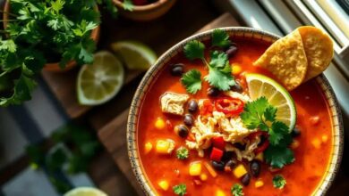 Sopa de frango com tortilhas