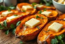 Batatas-doces assadas com manteiga