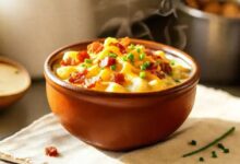 Sopa de batata assada recheada