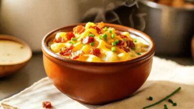 Sopa de batata assada recheada