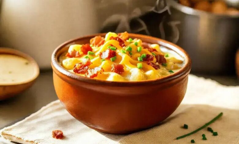 Sopa de batata assada recheada